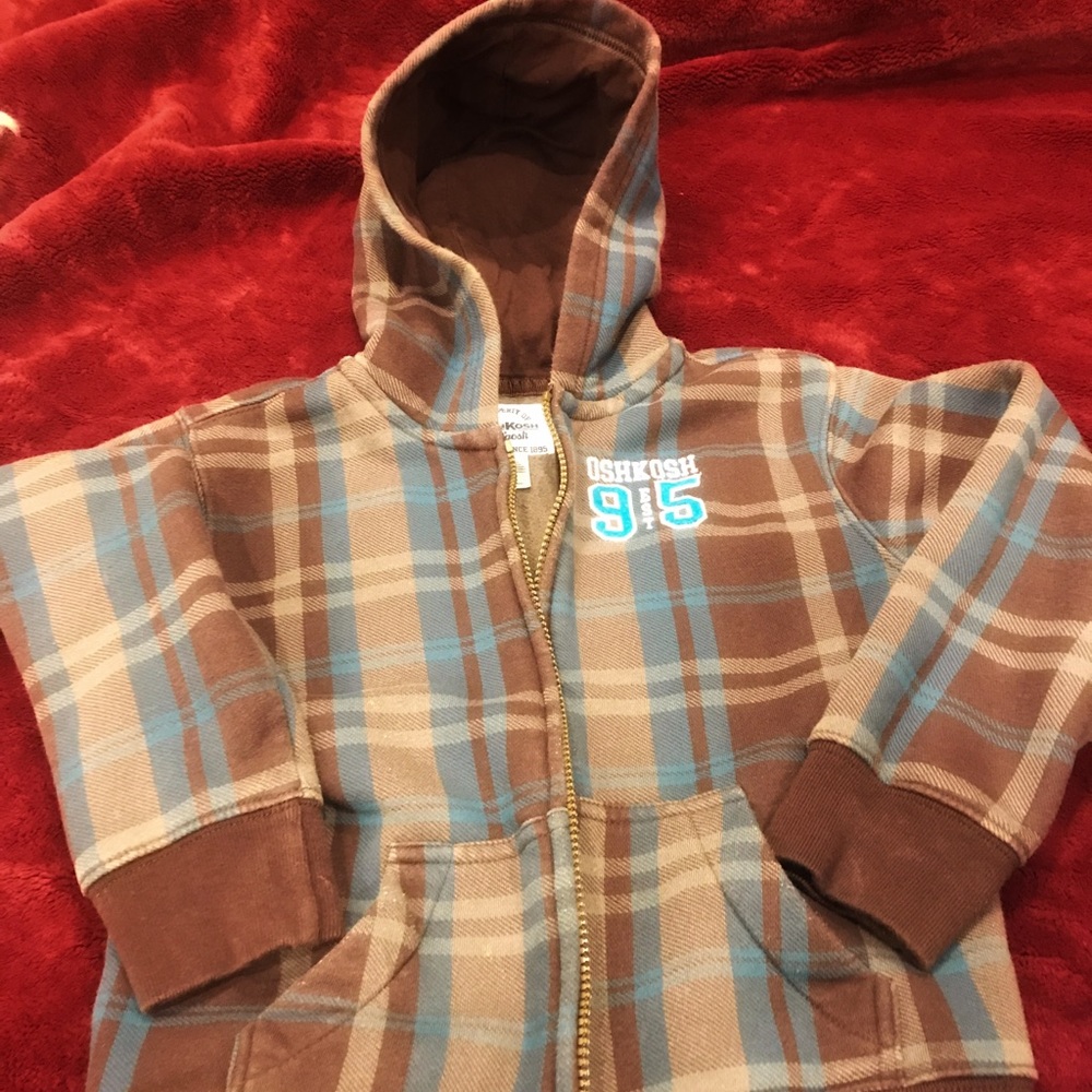 Oshkosh B”Gosh Boys Plaid Jacket Hoodie Size 6